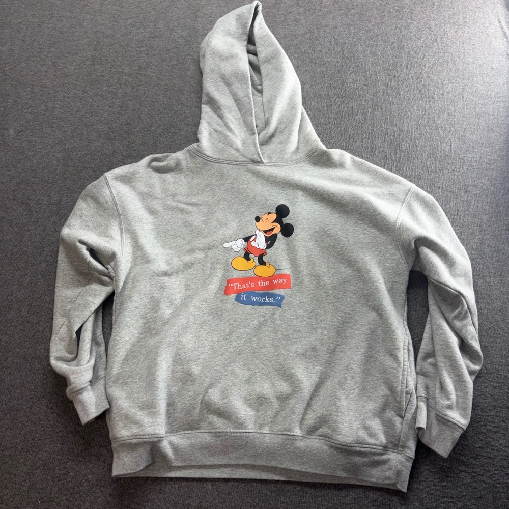 Uniqlo UT Disney Mickey Mouse Gray Graphic Hoodie XL That's The Way It Works